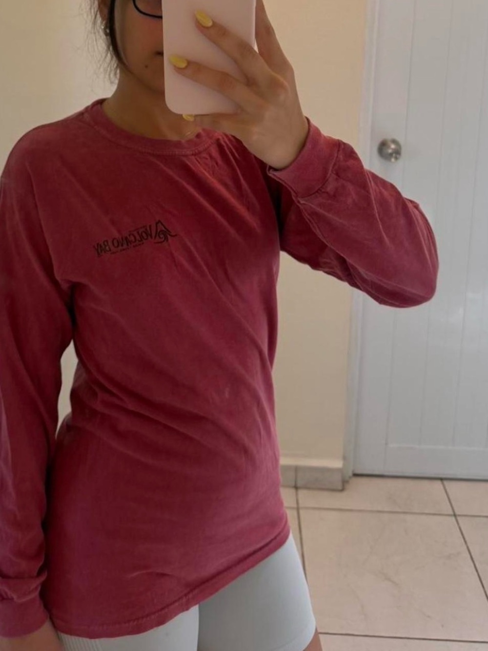 Women's Long Sleeve Crewneck Top - Dusty Rose Universal Volcano Bay